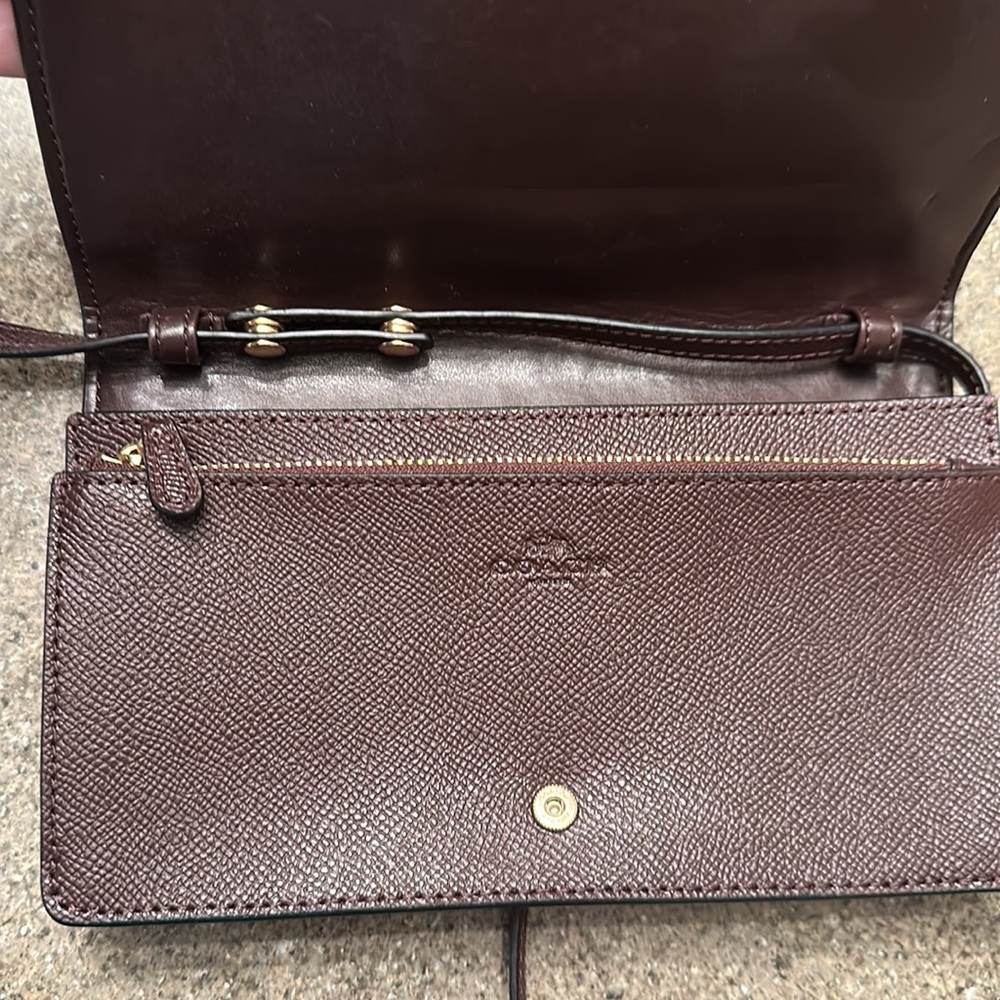 COACH Hayden Accordian Zip Metallic Ox Blood Snake Print Patchwork Wallet Clutch - Picture 8 of 14